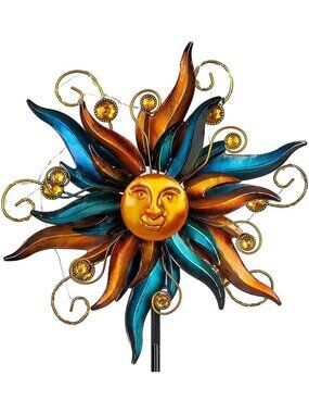 Solar Wind Spinner Garden Art - Outdoor Metal Sculpture for Patio & Lawn Decor
